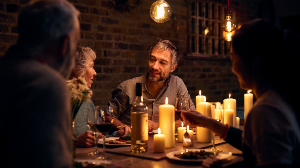 friends at a dinner party